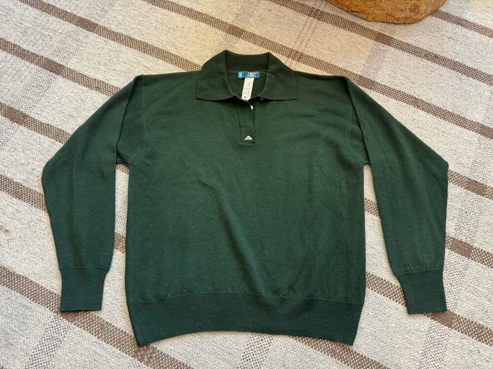 New Man Wool Dark Green Collared Sweater Women’s Medium Knit Granny Grandpa